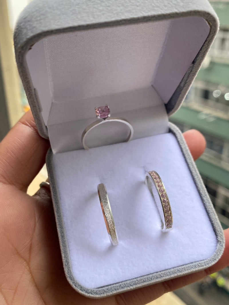 Alianças de Prata 3mm Feminina Reta Cravejada Masculina Chanfrada Fosca