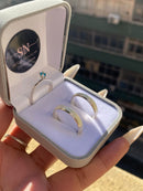 Alianças de Prata 4mm Chanfrada Risco Central Fosca