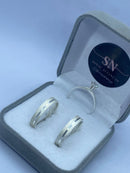 Alianças de Prata 4mm Reta Friso na Lateral Fosca