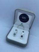 Alianças De Prata 4mm Reta Feminina Cravejada Polida