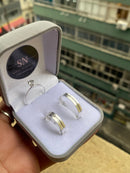 Alianças de Prata 4mm Reta Um Friso Côncava No Centro Polida