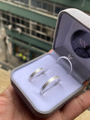 Alianças de Prata 3mm Reta Um Risco Nas Laterais Fosca