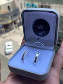 Alianças De Prata 4mm Lateral Recartilhada Polida Feminina Cravejada