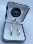 Alianças De Prata 4mm Lateral Recartilhada Polida Feminina Cravejada