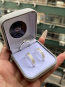 Alianças De Prata 5mm Reta Fosca Delicado Risco Nas Laterais- Feminina Cravejada