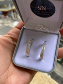 Alianças De Prata 5mm Reta Fosca Delicado Risco Nas Laterais- Feminina Cravejada