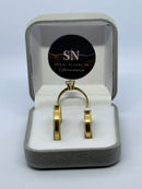 Alianças de Moeda Antiga 4mm Reta, Lisa, lateral Recartilhada 3 Riscos Centrais