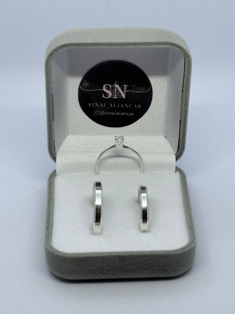 Alianças de Prata 3mm Reta Lisa Chanfrada