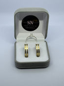 Alianças de Prata 6mm Reta Fosca com um Friso de 1mm em cada lateral(Friso com banho de Ouro)