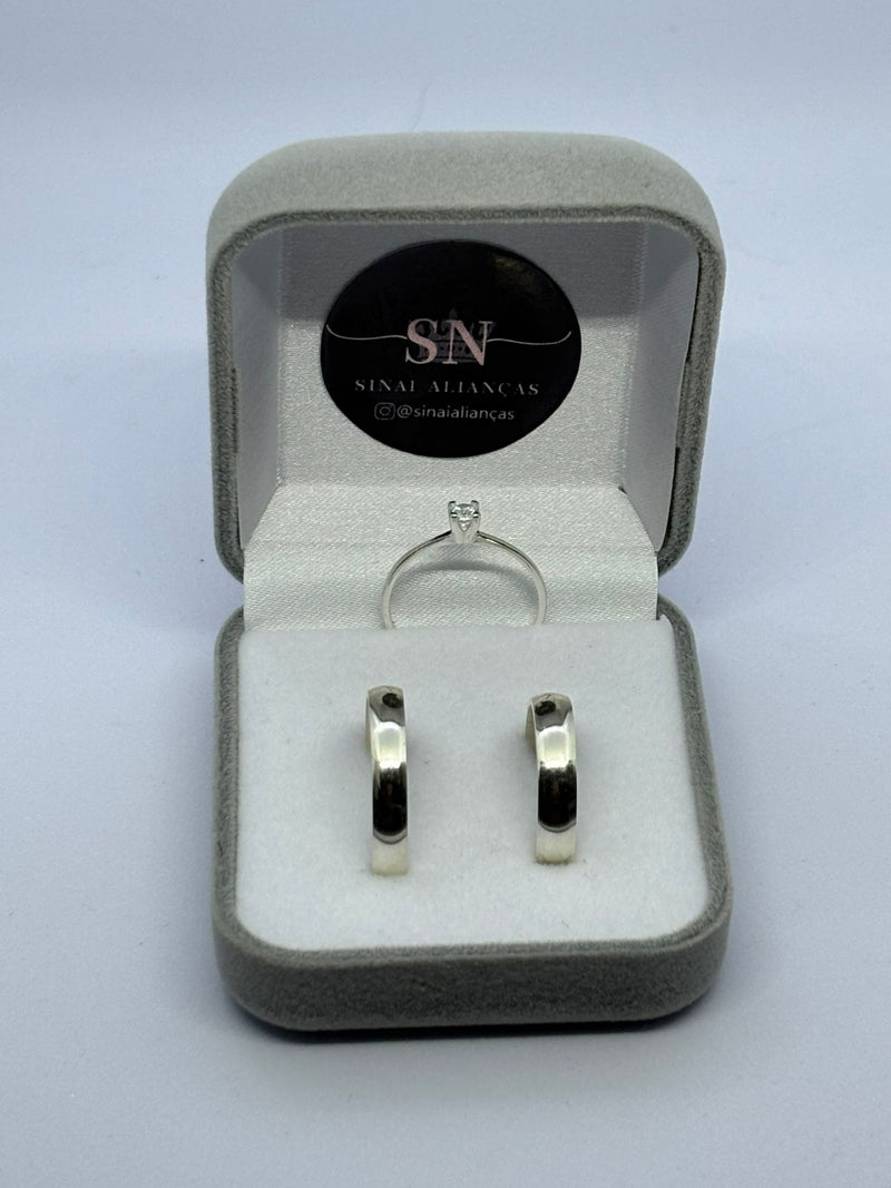 Alianças de Prata 4mm Meia Cana Lisa