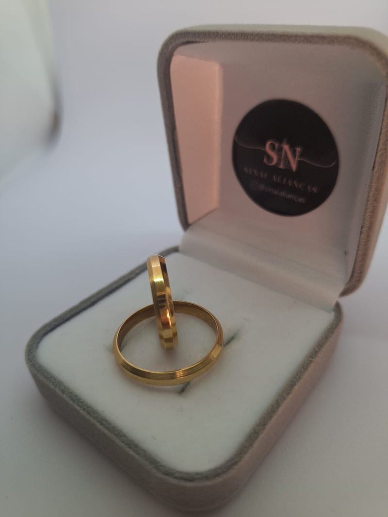 Alianças de Moeda Antiga Reta Lisa Chanfrada 3mm
