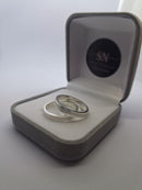 Alianças de Prata 3mm Reta Fosca Lateral Rebaixada