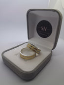 Alianças de Prata 6mm Reta Fosca com um Friso de 1mm em cada lateral(Friso com banho de Ouro)