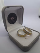 Alianças de Prata 6mm Reta Fosca com um Friso de 1mm em cada lateral(Friso com banho de Ouro)