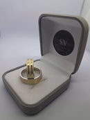 Alianças de Prata 6mm Reta Fosca com um Friso de 1mm em cada lateral(Friso com banho de Ouro)