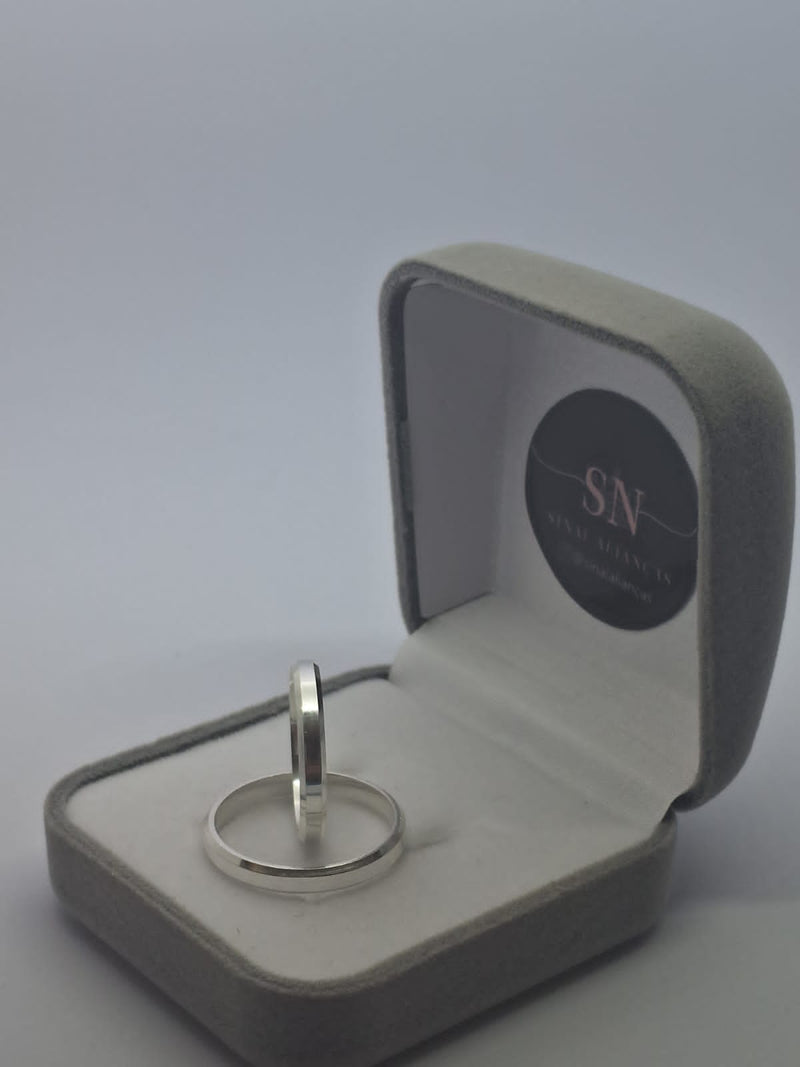 Alianças de Prata 3mm Reta Lisa Chanfrada