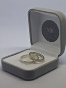 Alianças de Prata 3mm Reta Fosca Lateral Rebaixada Um Risco Central