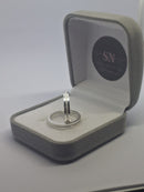 Aliança de Prata 3mm Reta com Um Friso de 1mm Central Friso Fosco