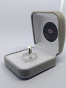 Alianças de Prata 3mm Reta Fosca Um Friso de 1.5mm no Meio