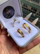 Alianças de Moeda Antiga Polida 5mm Lateral Recartilhada Feminina Cravejada