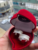 Alianças De Prata 8mm Lateral Recartilhada Friso 0,7 Central Fosca