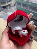 Alianças De Prata 8mm Rebaixada Fosca Batimento Cardíaco Com Coração Vazado Na Feminina