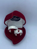 Alianças De Prata 8mm Rebaixada Fosca Batimento Cardíaco Com Coração Vazado Na Feminina