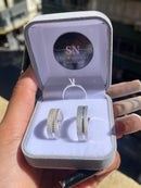 Alianças De Prata 5mm Reta Friso Na Lateral Feminina Cravejada