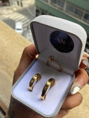 Alianças De Moeda Antiga Polida Chanfrada Feminina Cravejada