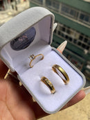 Alianças De Moeda Antiga Polida Chanfrada Feminina Cravejada