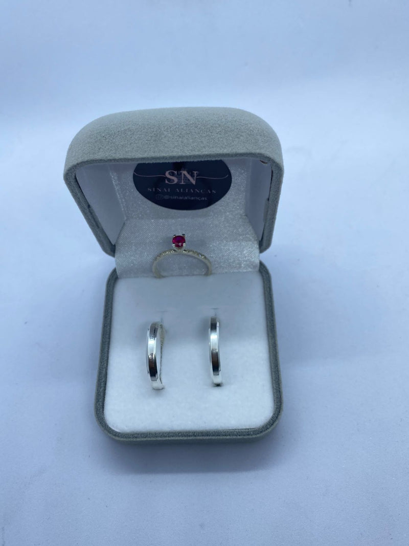 Alianças De Prata 3mm Chanfrada Polida