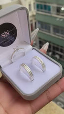 Alianças De Prata 5mm Reta Fosca Delicado Risco Nas Laterais- Feminina Cravejada