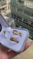 Alianças de Moeda Antiga Polida 5mm Lateral Recartilhada Feminina Cravejada