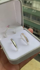 Alianças de Prata 3mm Feminina Reta Cravejada Masculina Chanfrada Fosca