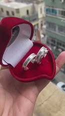 Alianças De Prata 5mm Reta Lateral Recartilhada Um Risco Em Cada Lateral Polida