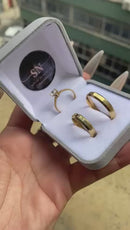 Alianças De Moeda Antiga Polida Chanfrada Feminina Cravejada