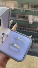 Alianças de Prata 3mm Friso Fosco Central Feminina com Pedra Anel Solitário Cravejado